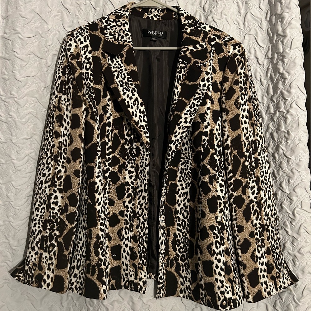 Kasper Women's Brown Black Leopard Print Jacket